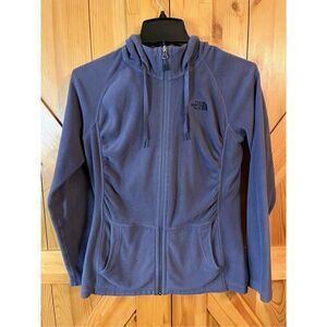 The North Face Womens Small Drawstring Full Zip Fleece Hoodie Jacket Purple (173